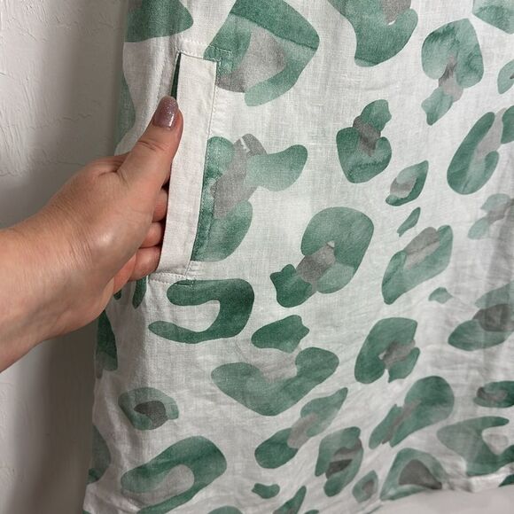 iLinen Sleeveless Printed Short Dress With Pockets Size M - Picture 2 of 7